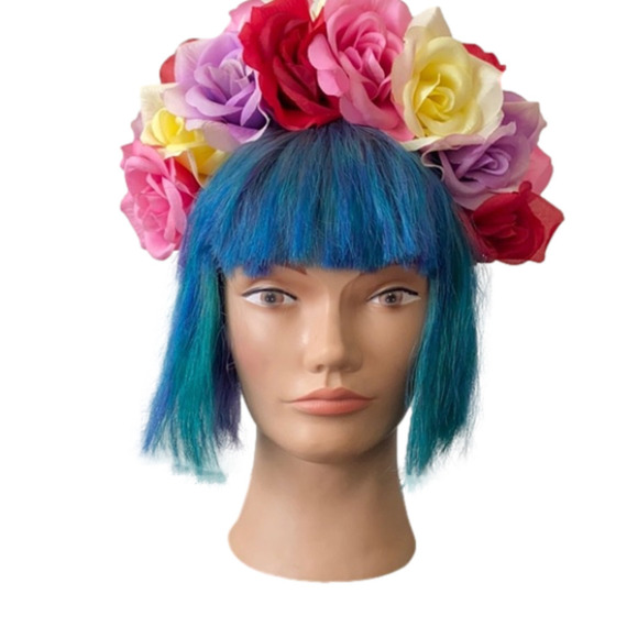 Handmade Full Floral Multi Colored Roses Headband - Picture 1 of 5